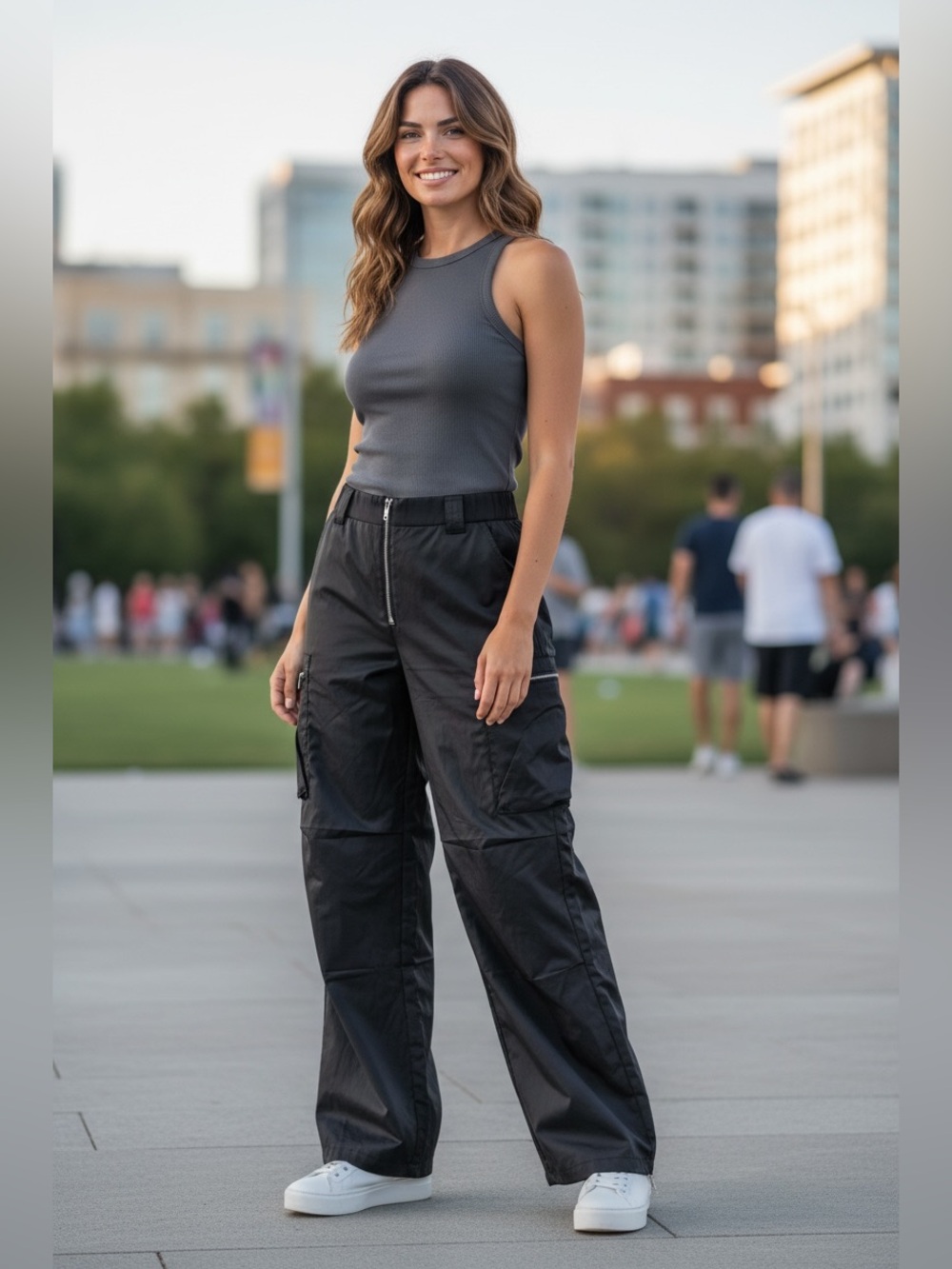 Zara Black Track Pants XS Cargo HipHop Street Urban Versatile Comfy
